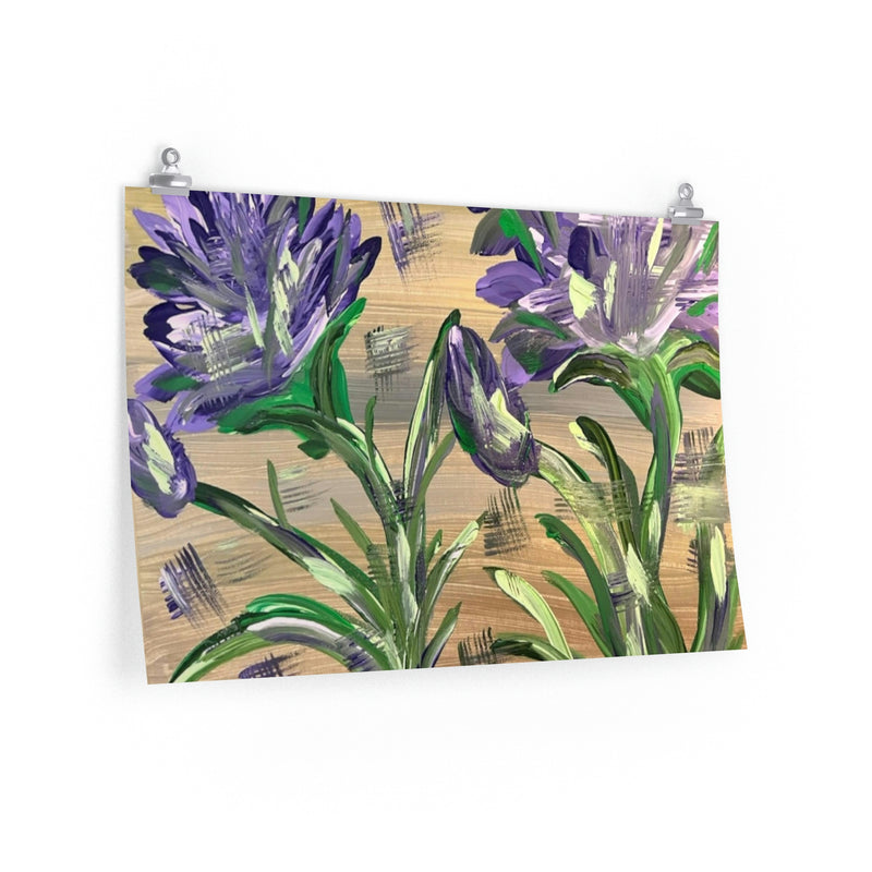 Les affiches horizontales Amethyst Irises Premium Matte