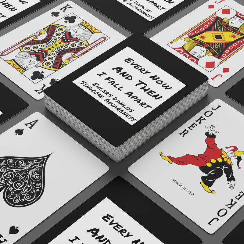 Every Now and then I Fall Apart noir avec logo blanc Sensibilisation EDS Cartes de poker personnalisées