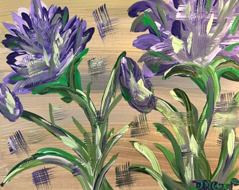 The Amethyst Irises Part 2 Art abstrait original par Deanna Caroon