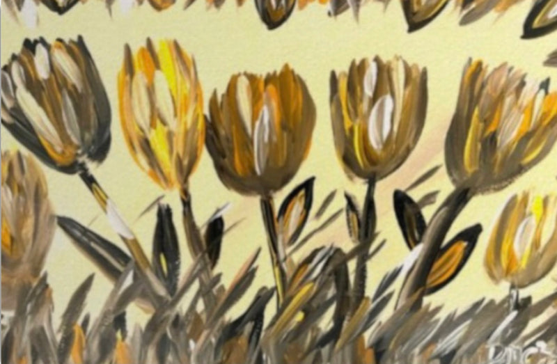 Les Golden Tulips 2 Original Fine Art par Deanna Caroon