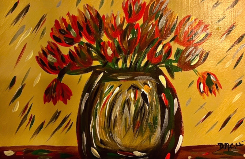 Les tulipes rouges dans un vase - Fine Art par Deanna Caroon