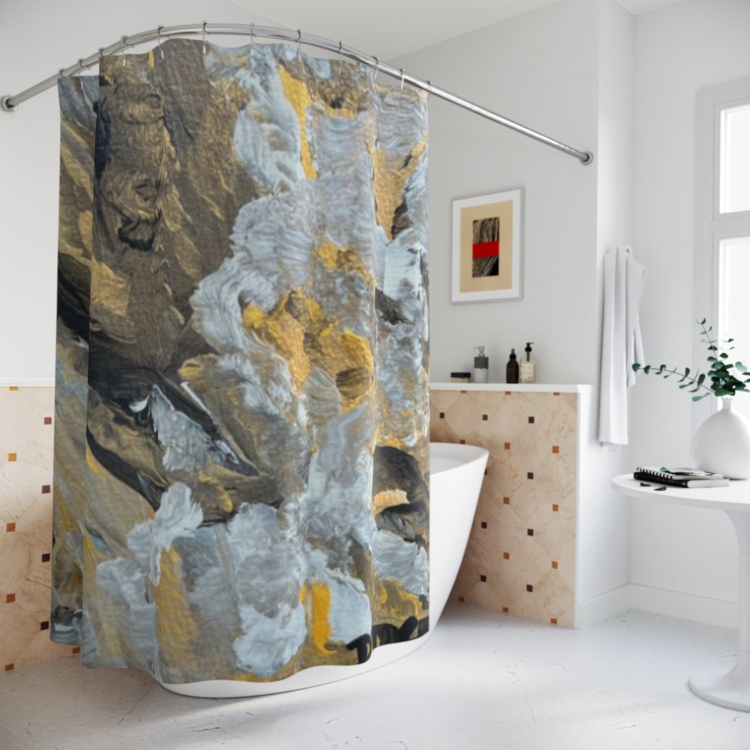 "Strength" Abstract- Polyester Shower Curtain