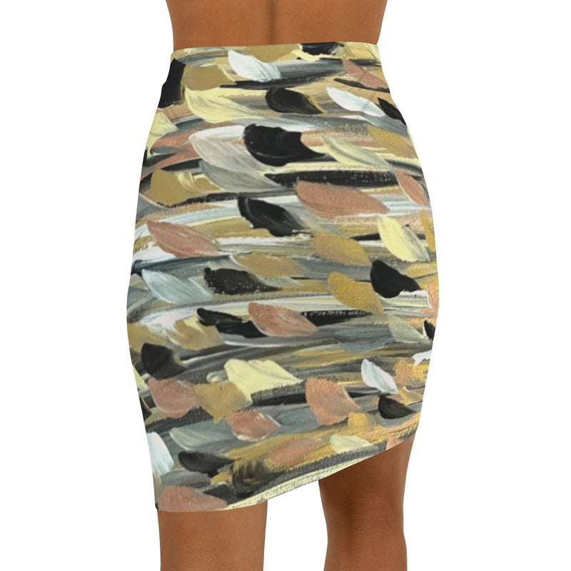Rose Gold Brushstrokes Women's Mini Skirt