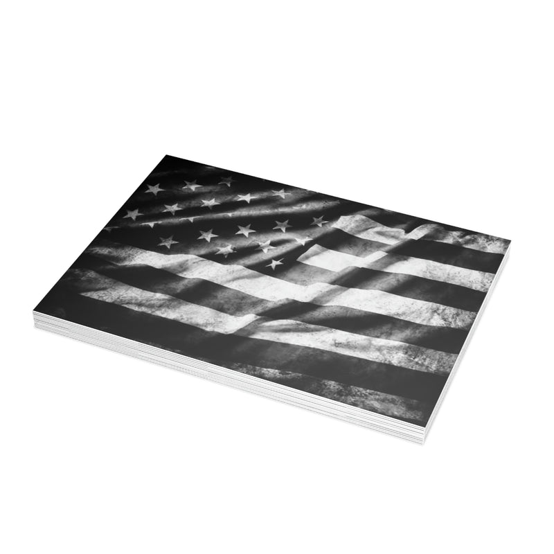 Black and White American Flag Greeting Card Bundles (envelopes not included)