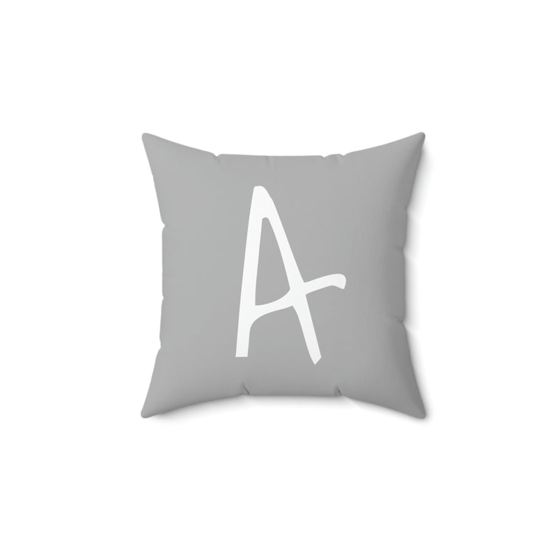 A initial in Gray Spun Polyester Square Pillow