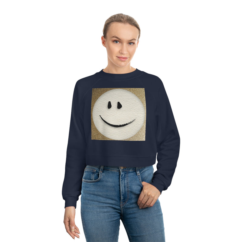 Pull court en molleton pour femme "Gold Smiley"