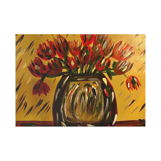Les tulipes rouges dans un vase Cartes postales d'art
