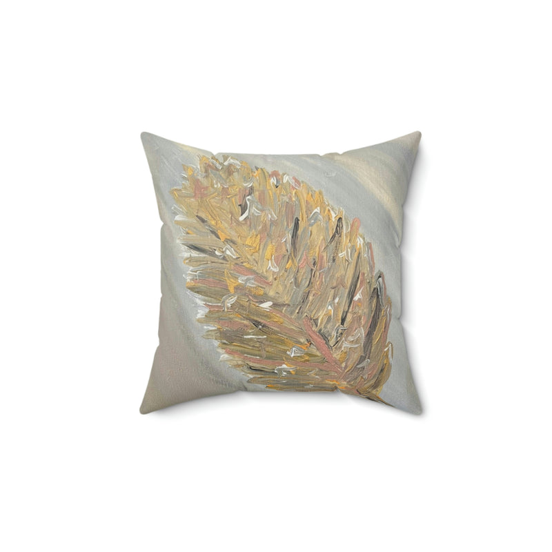“The Golden Leaf” Faux Suede Square Pillow