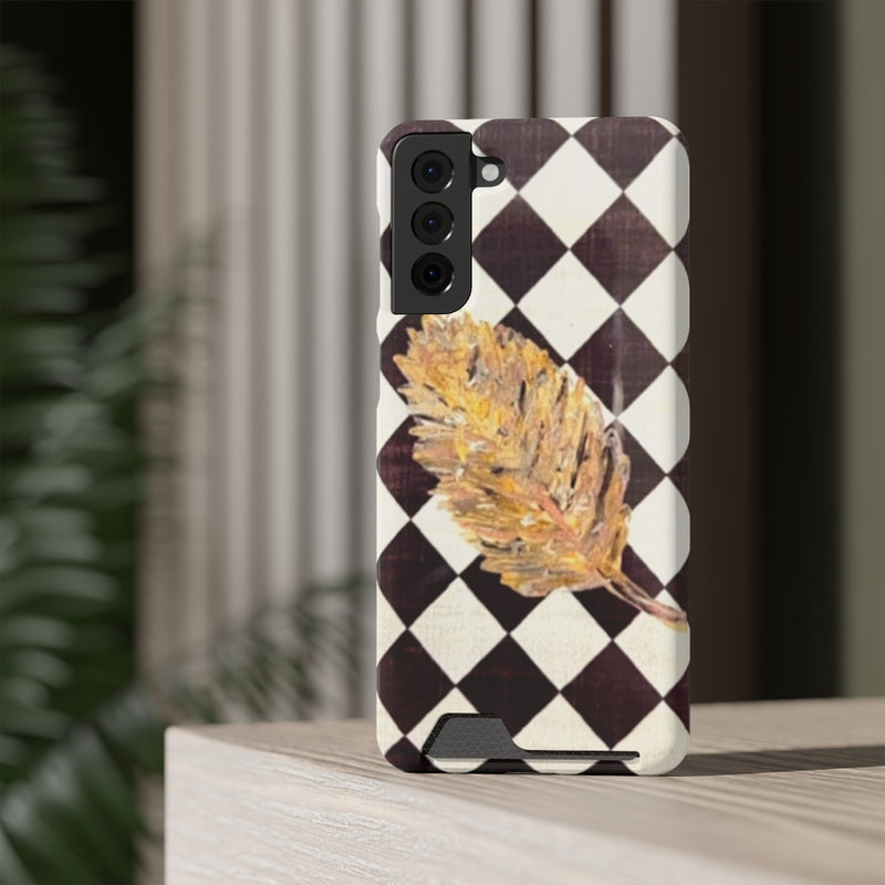 The Golden Leaf Diamond Phone Case With Card Holder