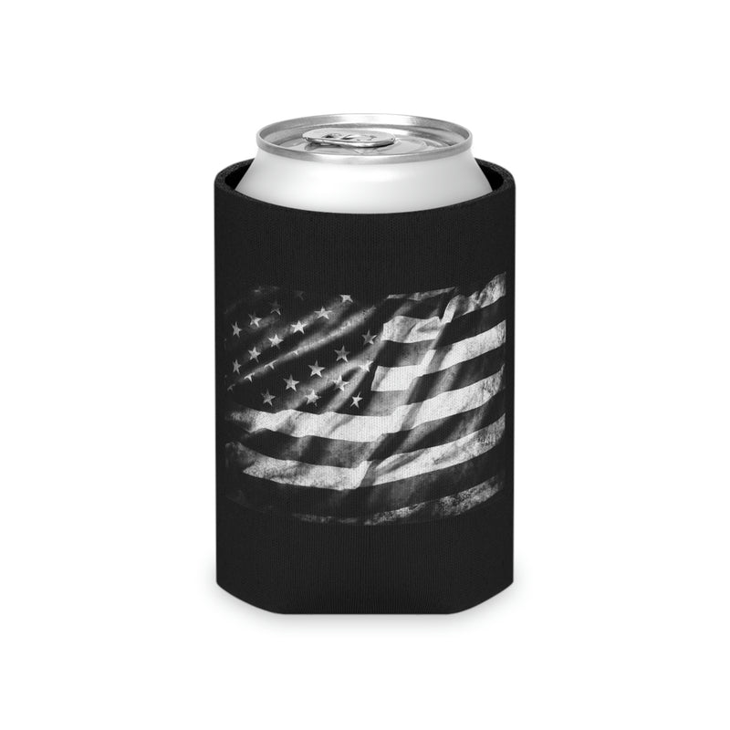 American Flag Black Can Cooler