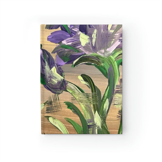 The Amethyst Irises Art par Deanna Caroon Hard Cover Journal - Ruled Line