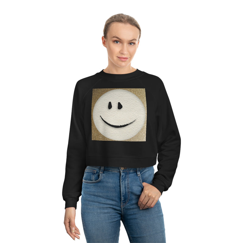 Pull court en molleton pour femme "Gold Smiley"