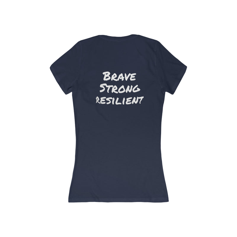 Brave strong Resilient T-shirt à manches courtes et col en V profond pour femme