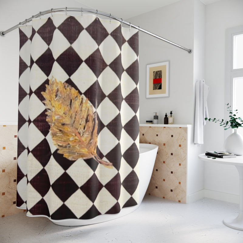 The Golden Leaf Diamond Polyester Shower Curtain