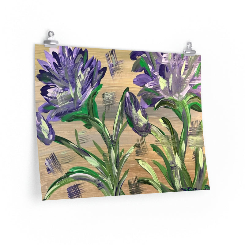 Les affiches horizontales Amethyst Irises Premium Matte