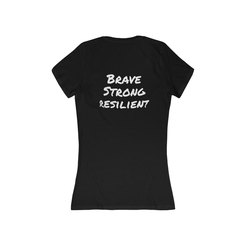 Brave strong Resilient Women's Jersey Short Sleeve Deep V-Neck Tee