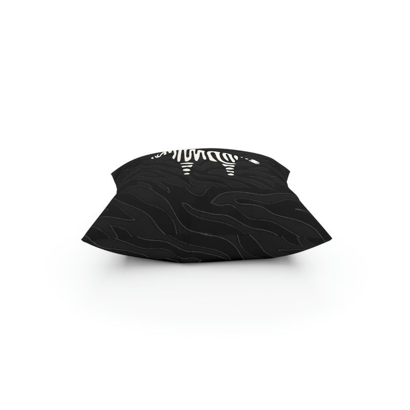 Le zèbre Oreiller en drap fin noir à imprimé zèbre