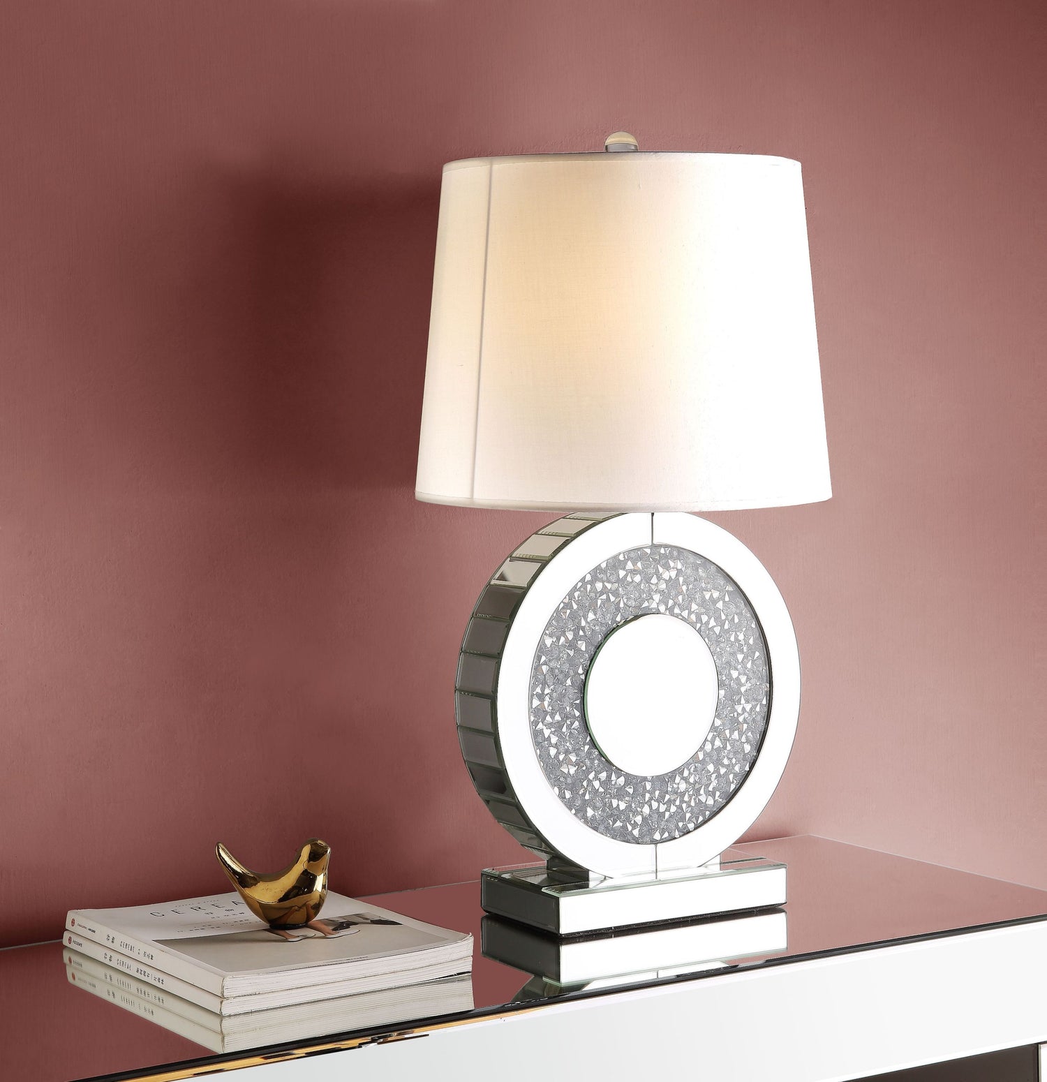 ACME Noralie Table Lamp, Mirrored & Faux Diamonds