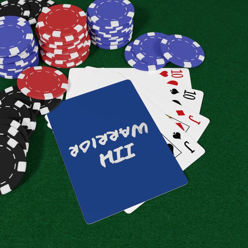 Cartes de poker IIH Warrior bleues et blanches personnalisées