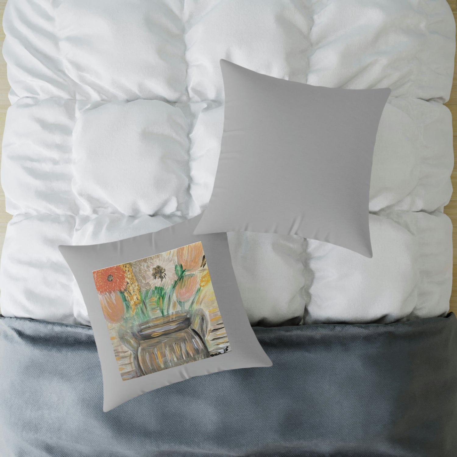 The Greg Light Gray Spun Polyester Pillow