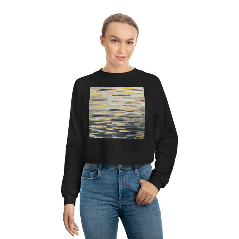 “Zebra Brushstrokes”   Women's Cropped Fleece Pullover