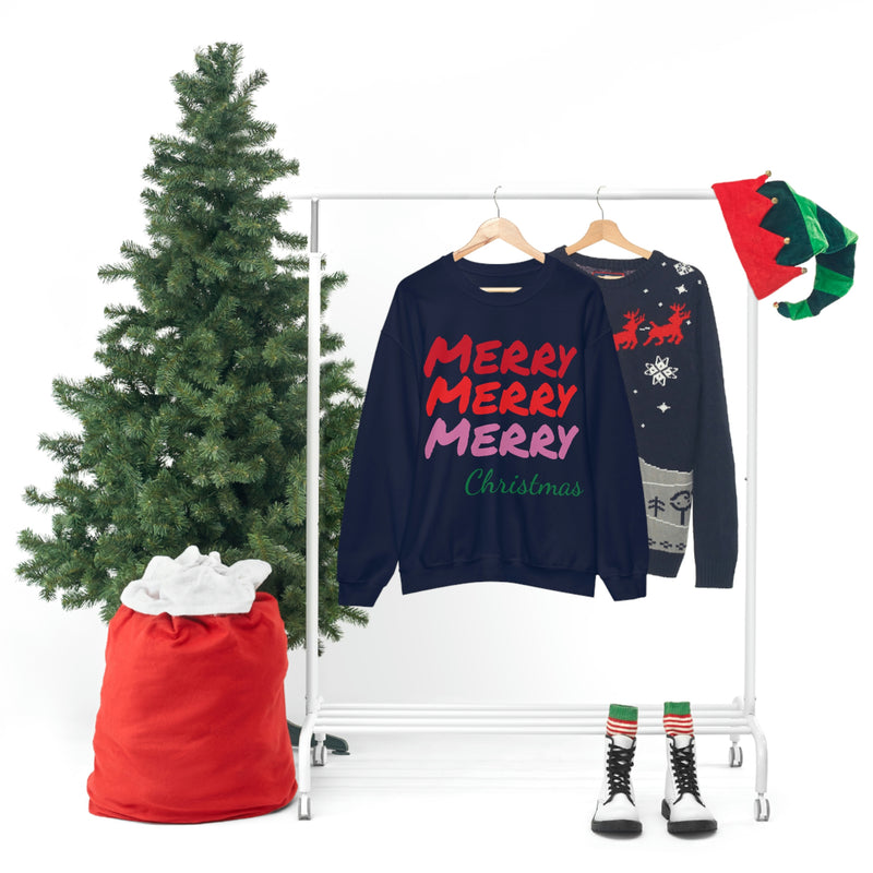 Merry Merry Merry Christmas Unisex Heavy Blend™ Crewneck Sweatshirt