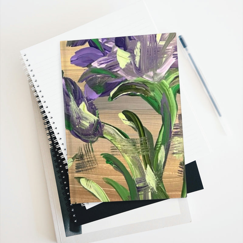 The Amethyst Irises Art by Deanna Caroon Hard Cover Journal - Ruled Line