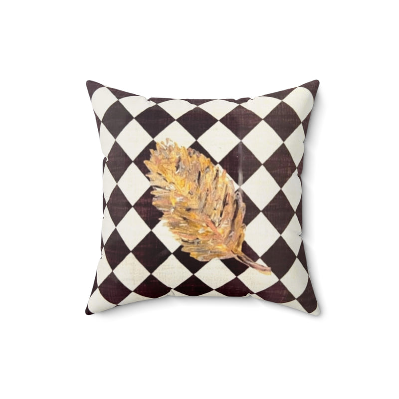 The Gold Leaf Diamond Spun Polyester Square Pillow