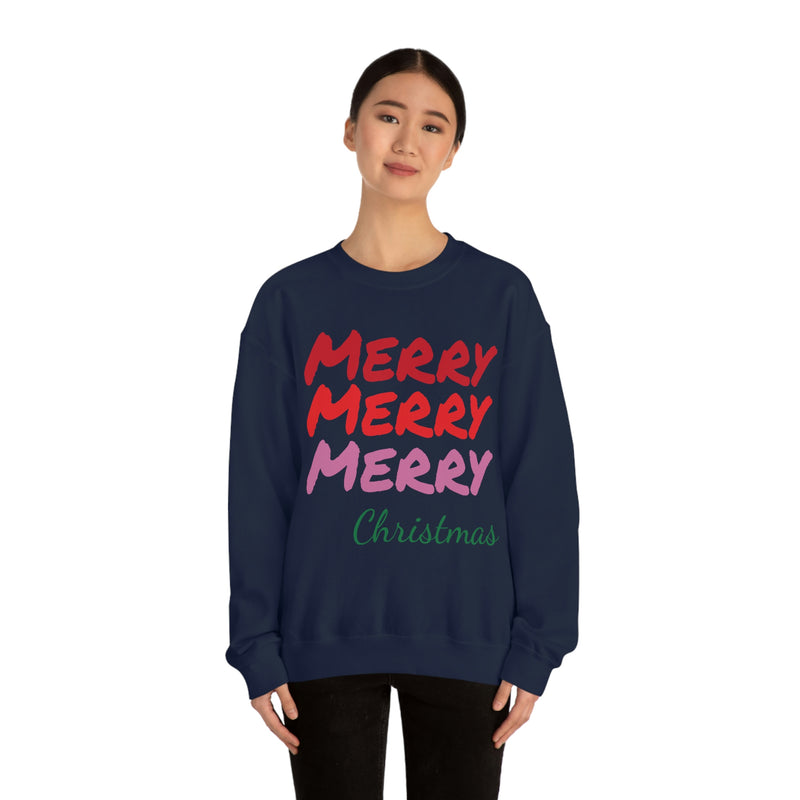 Merry Merry Merry Christmas Sweat-shirt ras du cou unisexe Heavy Blend™