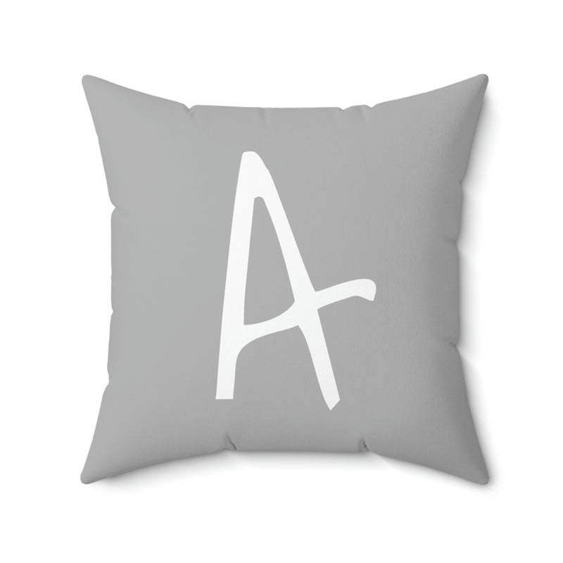 A initial in Gray Spun Polyester Square Pillow