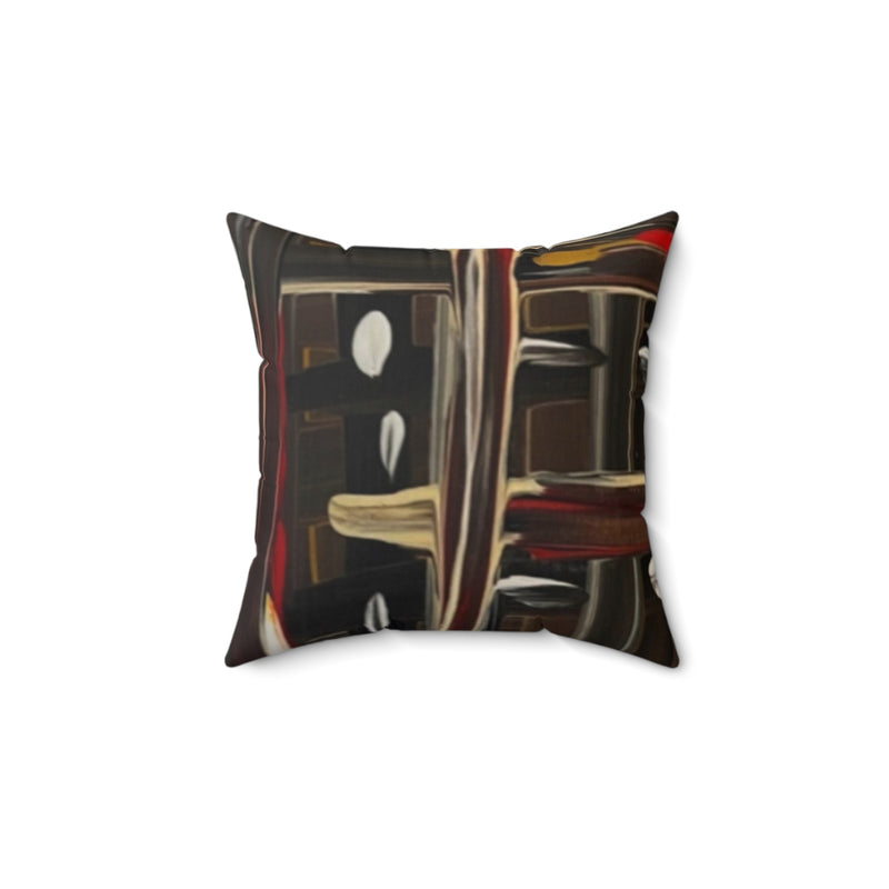 “Dark Cocoa Brushstrokes” Spun Polyester Square Pillow