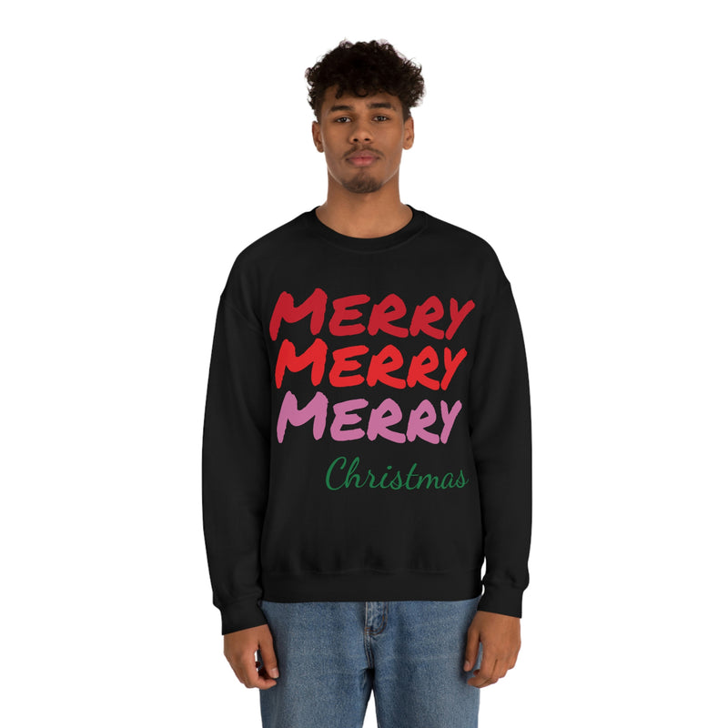 Merry Merry Merry Christmas Sweat-shirt ras du cou unisexe Heavy Blend™