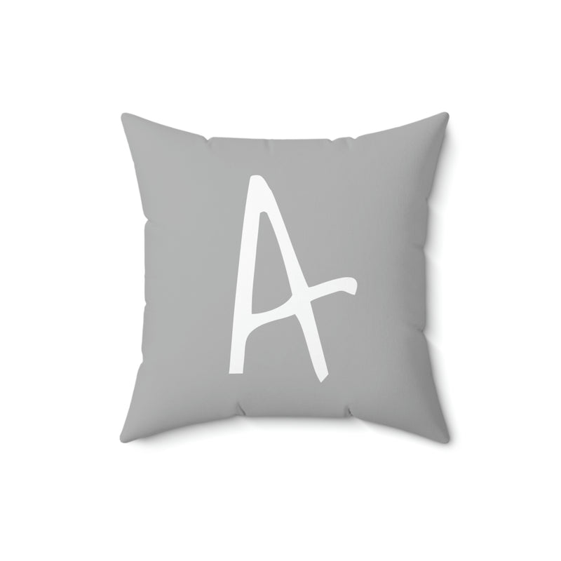 A initial in Gray Spun Polyester Square Pillow