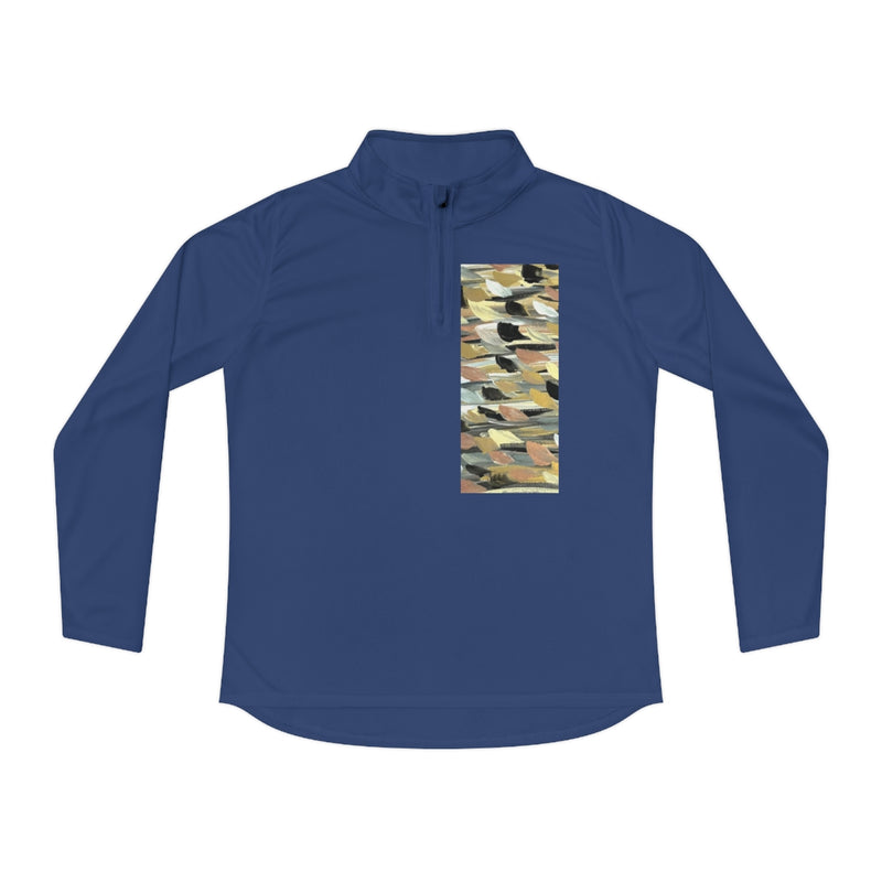 Rose Gold Brushstrokes - Women's Quarter-Zip Sweater