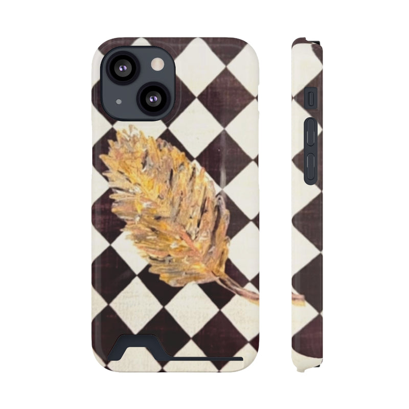 The Golden Leaf Diamond Phone Case With Card Holder