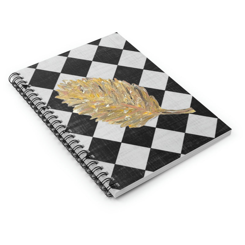 “Golden Leaf Diamond” Spiral Notebook - Ruled Line