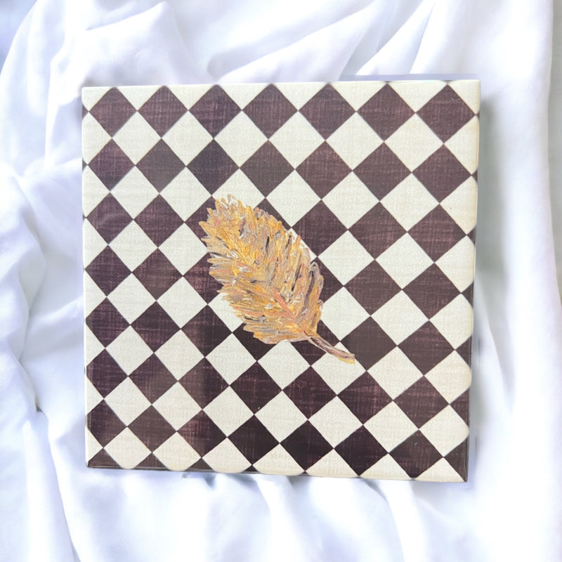 "The Golden Leaf" Diamond Ceramic Tiles- 4.25"x4.25" and 6"x6" Options