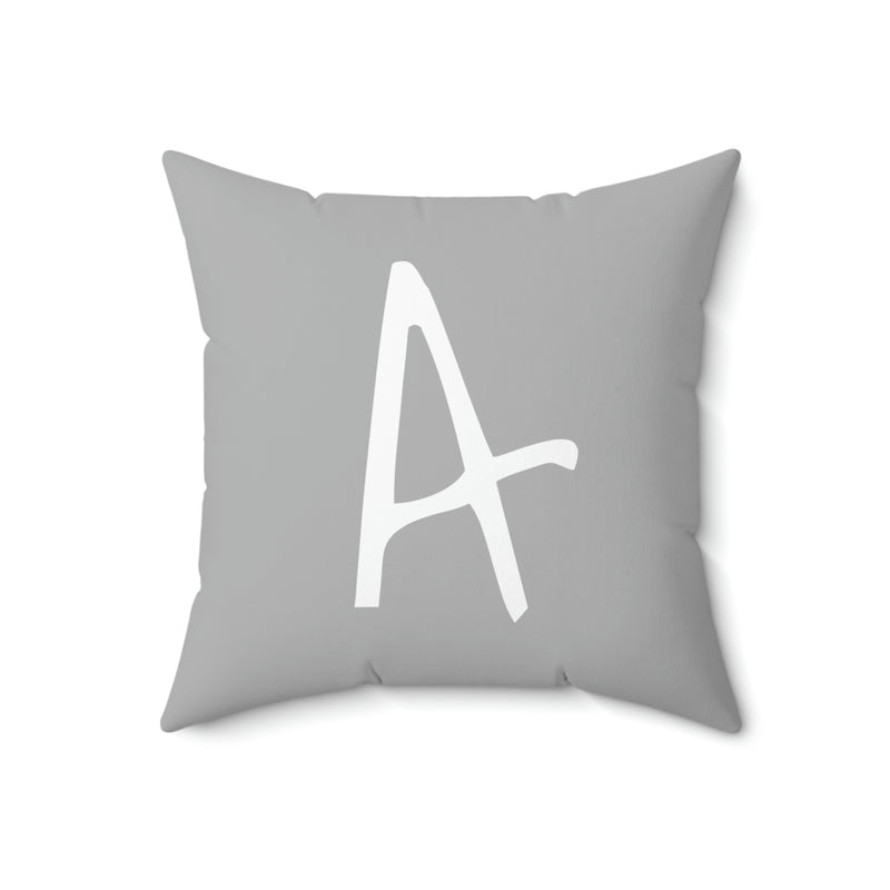 A initial in Gray Spun Polyester Square Pillow