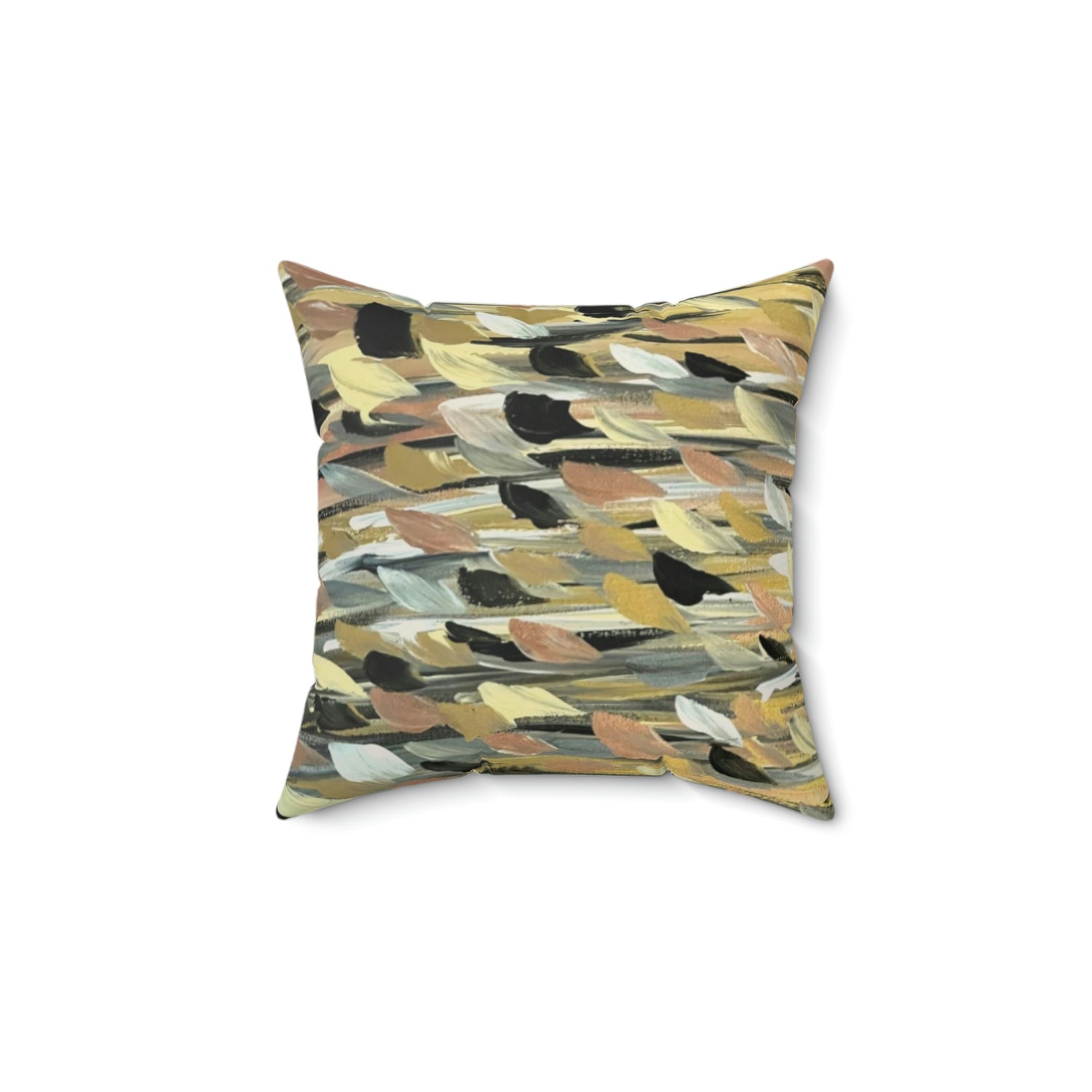 The Rose Gold Brushstrokes Spun Polyester Square Pillow