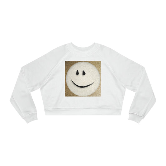 “Gold Smiley” Women's Cropped Fleece Pullover