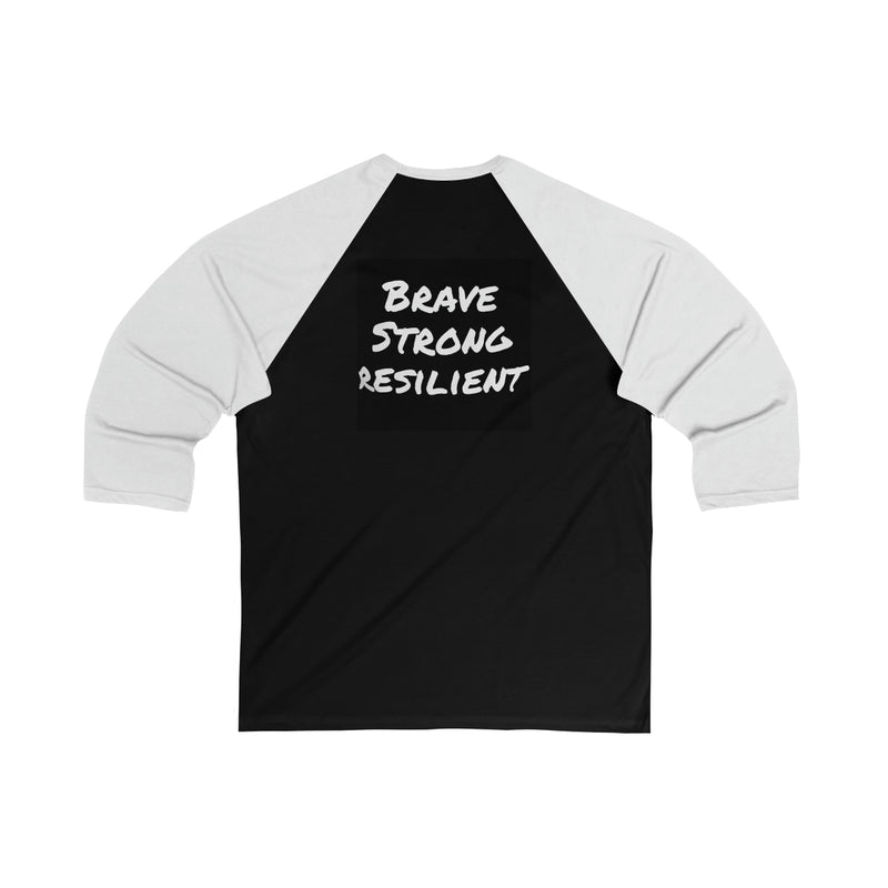 IIH Warrior - Brave -Strong -Resilient - T-shirt de baseball unisexe à manches 3\4