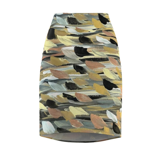 Rose Gold Brushstrokes Women's Pencil Skirt
