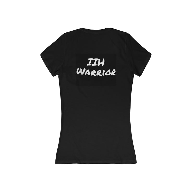 T-shirt à col en V profond à manches courtes en jersey noir et blanc blanc IIH Warrior pour femme