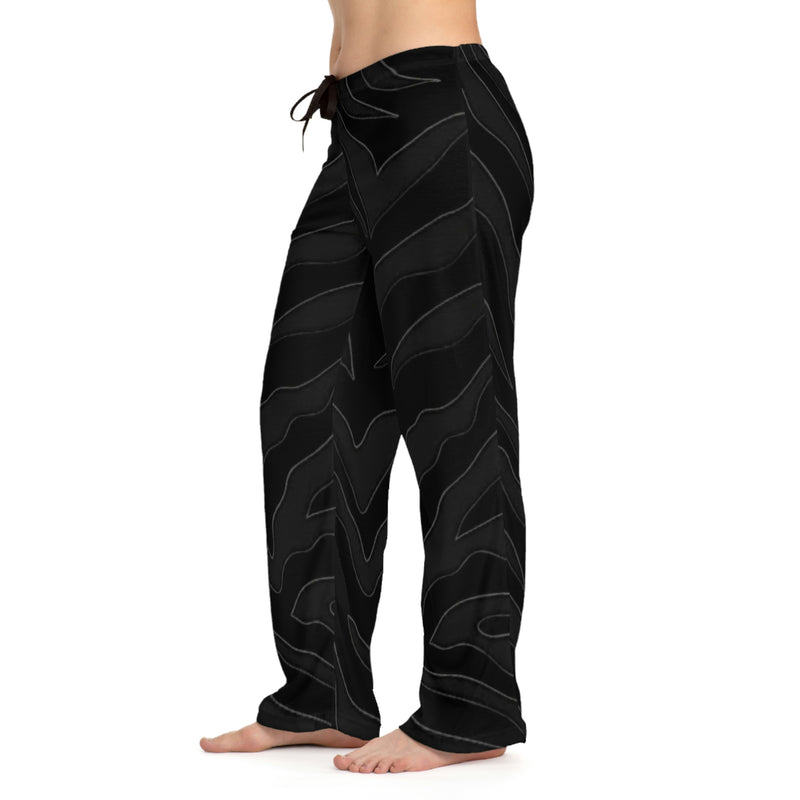 Black Zebra Print Women's Pajama Pants (AOP)