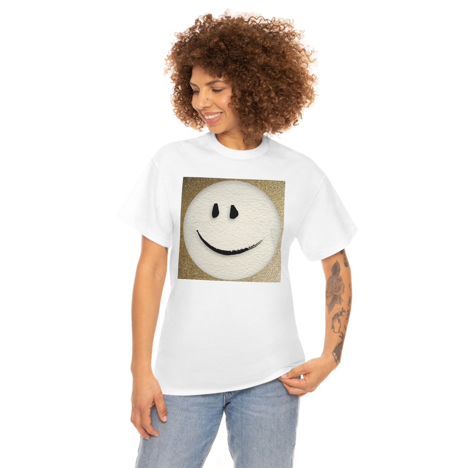 "Gold Smiley" Unisex Heavy Cotton Tee