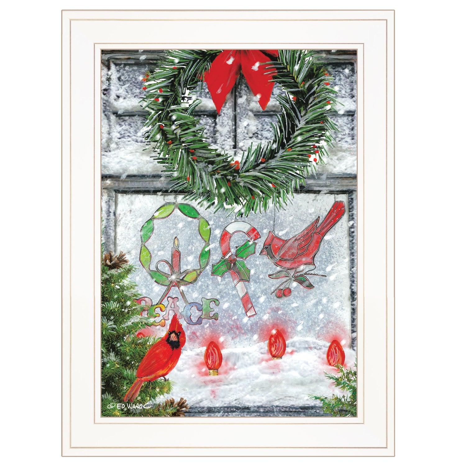 "Christmas Peace" by Ed Wargo Ready to Hang Holiday Framed Print, White Frame