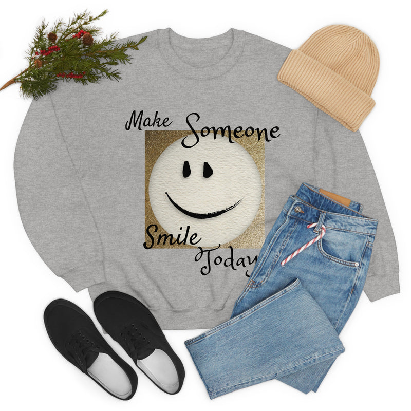 "Faites sourire quelqu'un aujourd'hui !" Sweat-shirt à col rond Heavy Blend™ unisexe