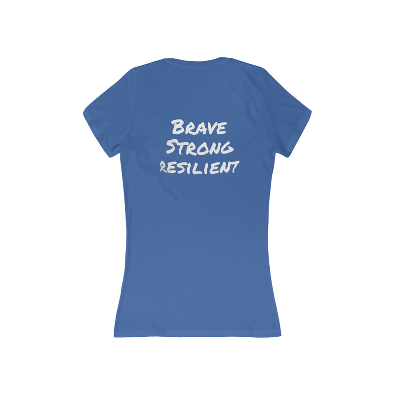 Brave strong Resilient Women's Jersey Short Sleeve Deep V-Neck Tee